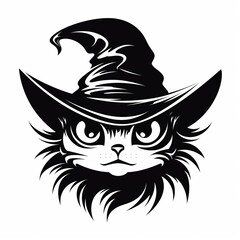 illustration of vector illustration of a cartoon cat with a witch, Generative ai