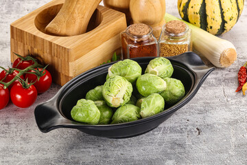 Brussels sprout cabbage in the bowl