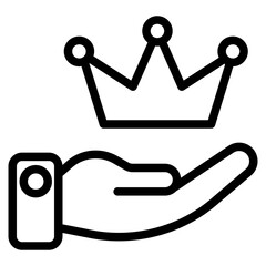 crown in over hand line icon
