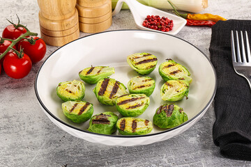 Grilled green brussel sprout cabbage