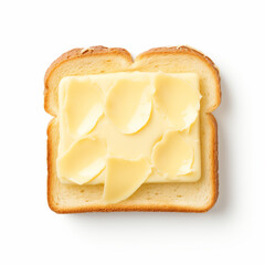 Bread with butter on isolated white background - ai generative