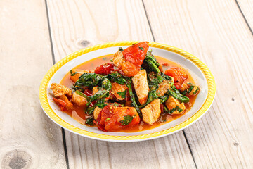 Chicken with tomato and spinach