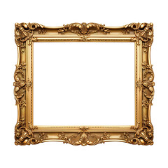 antique gold picture frame isolated on transparent background Remove png, Clipping Path