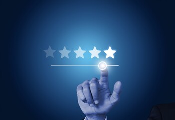 Five star feedback in business hand