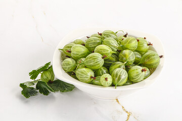 Sweet ripe gooseberries in the bowl