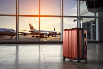 suitcase in airport departure terminal