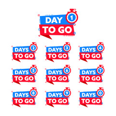 Set Days to go. Countdown timer. Countdown left days banner. Sale or promotion timer, alarm clock