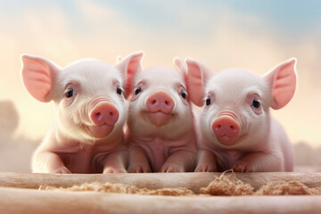Group of pigs and piglets - Created with generative AI technology