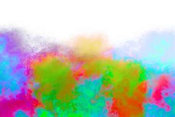 Fototapeta na wymiar Art background with colorful smoke, dust or powder on white png