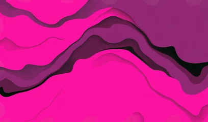 Rolgordijnen magenta pink wavy paper abstract background banner © Binary Studio