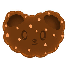 Bear Chocolate Cookie With White Chocolate Chip Cartoon illustration Cute Bear Cute Element Bear Cookie Sticker Bear Sticker