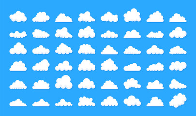 Fototapeta premium Set of Clouds silhouettes. Abstract white cloudy set. Vector stock illustration