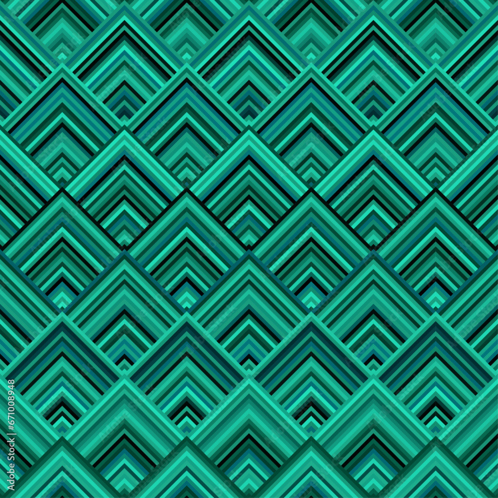 Leinwandbilder seamless vector pattern. tile herringbone geometric pattern . emerald green malachite colors. regula