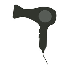 Flat silhouette of a hair dryer on a white background.
