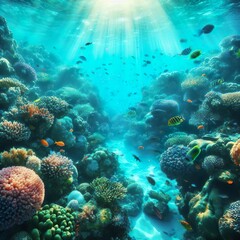 Fototapeta na wymiar the emerald-colored sea world