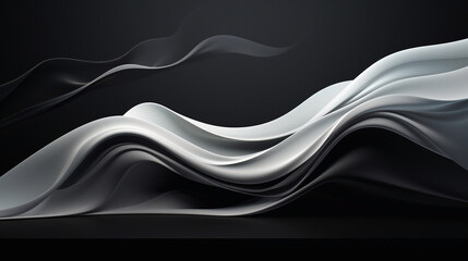 Abstract black and white wavy background. Illustration, wallpaper.