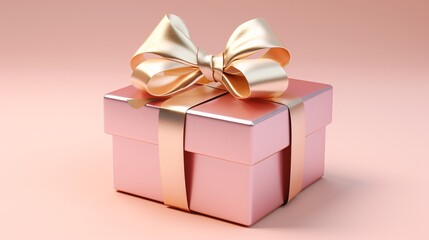 Obraz premium a gift box with ribbon on a pink background, immaculate perfectionism, unique and one-of-a-kind pieces, light white and gold, sparklecore, angular, candid