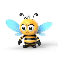 Fototapeta premium cartoon bee, cartoon character, cute bee, illustration, kind insect, eats honey, collects pollen and nectar, beekeeping