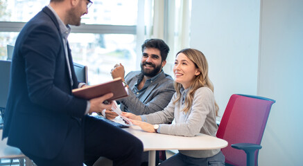 Group of business consultant working management big data and analyze financial document of company.