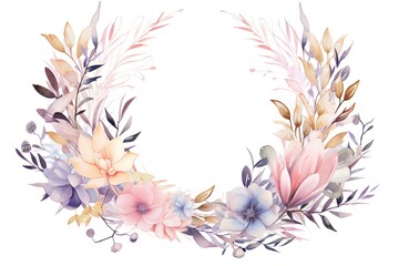 Vibrant Watercolor Floral Wreath Illustration with Cozy Atmosphere