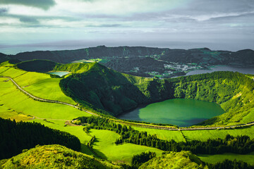 Beautiful lake of Sete Cidades, Azores, Portugal, Europe 