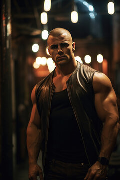 Portraits of nightclub, bouncers