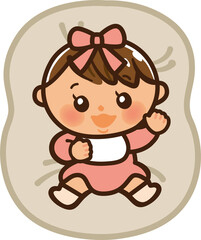 ベッドで横になっているあかちゃんのイラスト