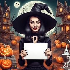 Cute cartoon pinup witch