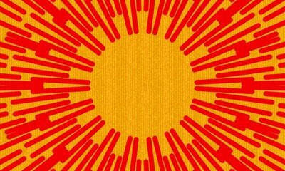 abstract sun with rays on a yellow canvas background, vector illustration