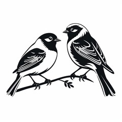 illustration of vector illustration of cute birds in the style of hig, Generative ai