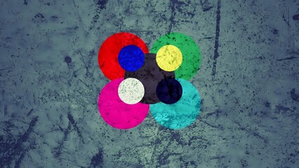 Small and big colorful circles abstract artwork. 