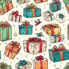 Happy Christmas Seamless Patterm cartoon background