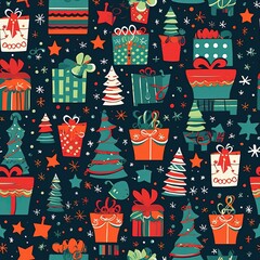 Happy Christmas Seamless Patterm cartoon background
