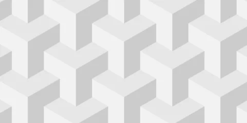 Gordijnen Seamless geometric pattern abstract white cube triangle square background. Seamless blockchain technology pattern. Vector illustration pattern with blocks. Abstract geometric design © MdLothfor