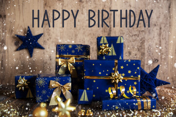Text Happy Birthday, Christmas Gifts, Snowfall