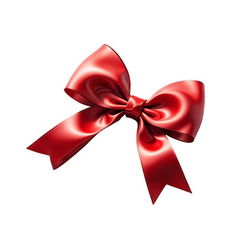 Pequena fita com la&ccedil;o vermelha brilhante isolada, sem fundo, transparente e png.