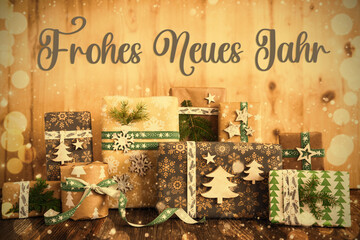 Text Frohes Neues Jahr, Means Happy New Year, Eco Friendly Christmas Decoration