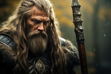 Norse mythological god Gefjon. Norse mythology.