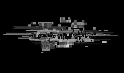 Horizontal distortion of broken video image on black background, VHS effect, glitch digital color pixel noise. Stock abstract pixel background glitch texture. Color digital noise, VHS corrupted signal