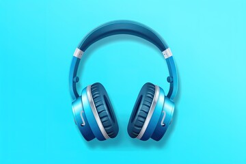 Fototapeta na wymiar Blue headphones blue background design illustration. Ai generative.