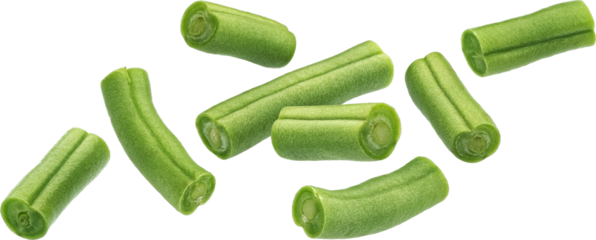 Chopped organic green beans isolated