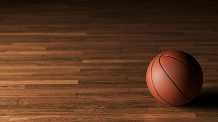 Obraz premium 농구 코트의 농구공 배경 Basketball Ball on the Wood Floor Court Background
