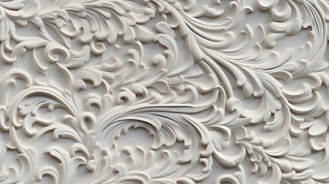 texture decorative Venetian stucco for backgrounds.Luxury white wall design bas-relief with stucco mouldings roccoco element