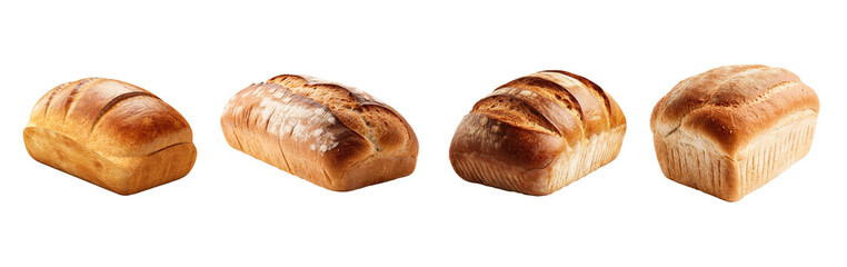 loaf of bread collection. Isolated transparent PNG background.  - obrazy, fototapety, plakaty
