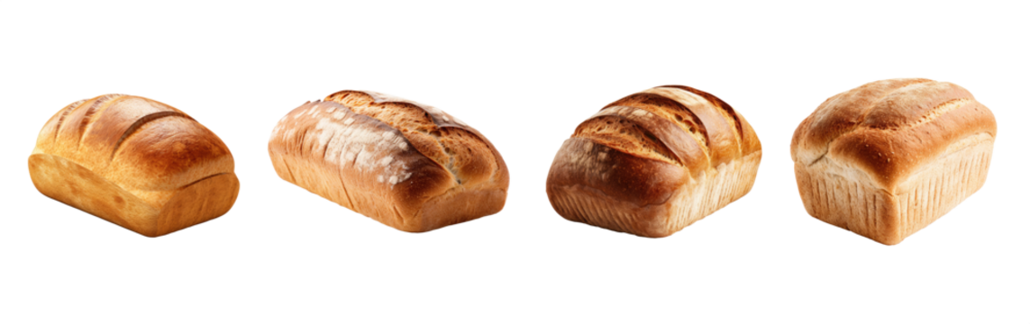 loaf of bread collection. Isolated transparent PNG background. 