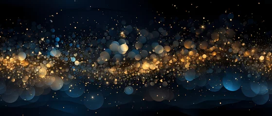Fototapeten luxury christmas pattern, abstract starry night illustration, metallic gold and midnight blue, white sparkle © Backdesign