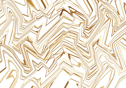 Golden abstract luxury modern geometric zigzag marble wavy with glitter texture on transparent background.