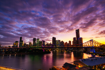 Story Bridge and Brisbane Skyline in Australia - obrazy, fototapety, plakaty