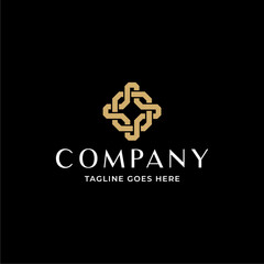 Celtic knots elegant weave cross logo. Mono line decoration.