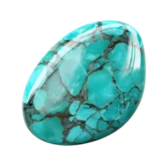  Polished turquoise gemstone isolated on white background cutout © The Stock Guy